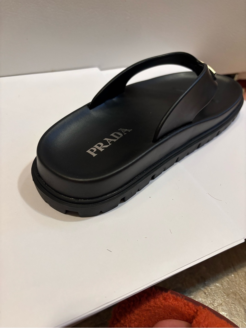 Prada Black Women’s Logo Triangle Thong Sandals - Picture 6 of 6